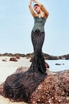 Bhawna Rao_Black Italian Tulle Embroidery Sequin And Cutdana Mermaid Cut Gown  _Online_at_Aza_Fashions