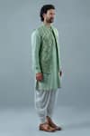 Buy_Punit Arora_Green Matka Silk Embroidery Geometric Floral Bundi And Kurta Set _Online_at_Aza_Fashions