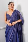 Buy_AMRTA_Blue Shell : 92% Viscose Work Pre-draped Ruffle Saree With Blouse For Women_Online_at_Aza_Fashions