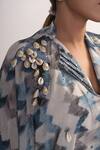 Merge Design_Multi Color Georgette, Crepe Embroidery Collared Chevron Print Kaftan With Belt _at_Aza_Fashions