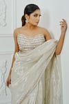 Buy_AMRTA_Off White Shell Beaded Pre-draped Saree With Blouse_Online_at_Aza_Fashions