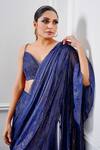 Shop_AMRTA_Blue Shell : 92% Viscose Work Pre-draped Ruffle Saree With Blouse For Women_Online_at_Aza_Fashions