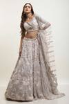 Buy_Kalighata_Pink Organza Cut Work, Sequins Mughal Embellished Bridal Lehenga Set _Online_at_Aza_Fashions