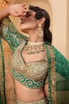 Shop_Adi By Aditya Khandelwl_Green Crepe, Organza Diamonds, Sequins Applique Embroidered Bridal Lehenga Set _Online_at_Aza_Fashions