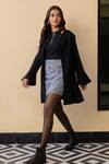 Shop_B'Infinite_Black Suede Houndstooth Blazer Dress And Pattern Skirt_Online_at_Aza_Fashions