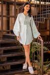 B'Infinite_Green Cotton Colorblock Shirt Dress_Online_at_Aza_Fashions