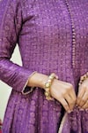 Safaa_Purple Vegan Silk Lining Shantoon Woven The Shezan Paisley Anarkali Set _Online_at_Aza_Fashions