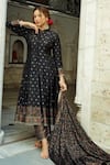 Buy_Safaa_Black Vegan Silk Lining Shantoon Woven Floral Motifs The Makhmoor Anarkali Set _Online_at_Aza_Fashions