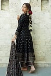 Shop_Safaa_Black Vegan Silk Lining Shantoon Woven Floral Motifs The Makhmoor Anarkali Set _Online_at_Aza_Fashions