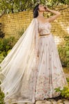 Shop_suruchi parakh_White Georgette Crepe Woven And Embroidered Floral Pattern Sweetheart Lehenga Set_Online_at_Aza_Fashions