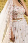 Buy_suruchi parakh_White Georgette Crepe Woven And Embroidered Floral Pattern Sweetheart Lehenga Set