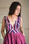 Taro_Multi Color Chanderi Silk Printed And Bloomy Merlot Tiered Dress  _Online_at_Aza_Fashions