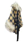 Jasmine And Alaia_Blue Plaid Checkered Alaia Cape  _Online_at_Aza_Fashions