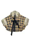 Buy_Jasmine And Alaia_Blue Plaid Checkered Alaia Cape  _Online_at_Aza_Fashions