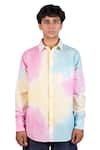 Theorem_Multi Color Cotton Tie Dye Happy Shirt  _Online_at_Aza_Fashions