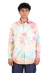 Theorem_Multi Color Cotton Tie Dye Happy Spiral Shirt  _Online_at_Aza_Fashions