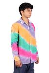 Buy_Theorem_Multi Color Cotton Tie Dye Happy Diagonal Shirt  _Online_at_Aza_Fashions