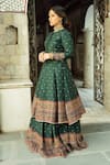 Safaa_Green Vegan Silk Lining Shantoon Woven Floral The Nazneen Anarkali Lehenga Set _Online_at_Aza_Fashions