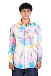 Theorem_Multi Color Cotton Tie Dye Happy Spiral Shirt  _Online_at_Aza_Fashions