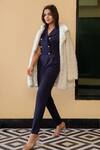 B'Infinite_Blue Crepe Lapel Collar Sleeveless Blazer Jumpsuit_Online_at_Aza_Fashions