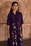 Shop_Taro_Purple Chanderi Silk Print Floral Mulberry Flower Shirt Dress  _Online_at_Aza_Fashions