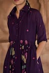 Taro_Purple Chanderi Silk Print Floral Mulberry Flower Shirt Dress  _at_Aza_Fashions