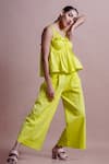 Ekastories_Green Cotton Notched Granadilla Draped Top And Pant Set _Online_at_Aza_Fashions