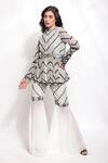 Buy_Sonali Gupta_White Silk Hand Embroidered Dori Round Neck Peplum Kurta And Sharara Set  _Online_at_Aza_Fashions