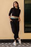 Buy_B'Infinite_Black Crepe Collared Neck Crop Top And Joggers Set_Online_at_Aza_Fashions