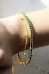 Anushka Jain Jewellery_Gold Plated Emerald Embellished Tennis Bracelet - Single Pc _Online_at_Aza_Fashions