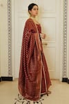 Safaa_Red Vegan Silk Lining Shantoon Woven Geometric The Sindoori Anarkali Set _Online_at_Aza_Fashions