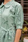 B'Infinite_Green Rayon Flower And Fern Print Shirt Dress_at_Aza_Fashions