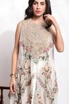 Sonali Gupta_Off White Silk Hand Embroidered Zari Cape  Round Mughal Palazzo Set  _at_Aza_Fashions