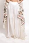 Buy Sonali Gupta Off White Silk Hand Embroidered Zari Cape Round Mughal Palazzo Set Buy_Sonali Gupta_Off White Silk Hand Embroidered Zari Cape Round Mughal Palazzo Set