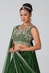 Shop_Suruchi Parakh_Green Georgette Embroidery Zardozi Square Neck Thread And Sequin Lehenga Set _Online_at_Aza_Fashions