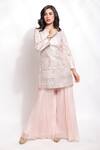 Buy_Sonali Gupta_Pink Silk Hand Embroidered Thread Round Mirror Kurta And Palazzo Set  _Online_at_Aza_Fashions
