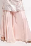 Shop Sonali Gupta Pink Silk Hand Embroidered Thread Round Mirror Kurta And Palazzo Set Online at Aza Fashions Shop_Sonali Gupta_Pink Silk Hand Embroidered Thread Round Mirror Kurta And Palazzo Set _Online_at_Aza_Fashions