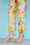 Garima Bindal_Multi Color Crepe Sequins Shawl Neck, Daisy Floral Print Shirt And Pant Set _Online_at_Aza_Fashions