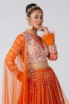 Buy_suruchi parakh_Orange Georgette Embroidery Tubes Crew Neck Pleated And Lehenga Set_Online_at_Aza_Fashions