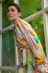Buy_Garima Bindal_Multi Color Crepe Sequins Shawl Neck, Daisy Floral Print Shirt And Pant Set 