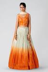 Suruchi Parakh_Orange Georgette Asymmetric Blouse Lehenga Set_Online_at_Aza_Fashions
