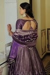 Buy_Safaa_Purple Vegan Silk Lining Shantoon Woven Floral Motifs The Benazir Lehenga Set 