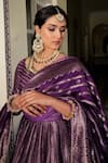 Safaa_Purple Vegan Silk Lining Shantoon Woven Floral Motifs The Benazir Lehenga Set 