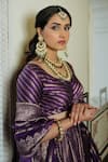 Safaa_Purple Vegan Silk Lining Shantoon Woven Floral Motifs The Benazir Lehenga Set 