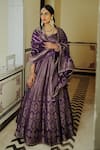 Buy_Safaa_Purple Vegan Silk Lining Shantoon Woven Floral Motifs The Benazir Lehenga Set _Online