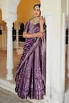 Shop_Safaa_Purple Vegan Silk Lining Shantoon Woven Floral Motifs The Benazir Lehenga Set _Online