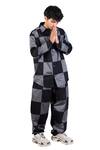 Theorem_Black Cotton Patchwork Checkered Loose Fit Pant  _at_Aza_Fashions