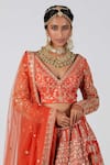 Buy_Suruchi Parakh_Orange Raw Silk Gota Embroidered Lehenga Set_Online_at_Aza_Fashions