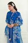 Ek Soot_Blue Chanderi Printed Floral Round Embroidered Kurta Pant Set _at_Aza_Fashions