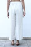 Buy_Linen Bloom_Beige 100% Linen Stripe Pattern Pant _Online_at_Aza_Fashions